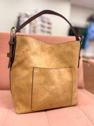 Rich Faux Suede Hobo Handbag - Wheat/Coffee