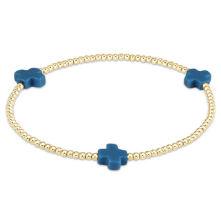 Enewton Signature Cross Gold Pattern 2MM Bead Bracelet - Cobalt
