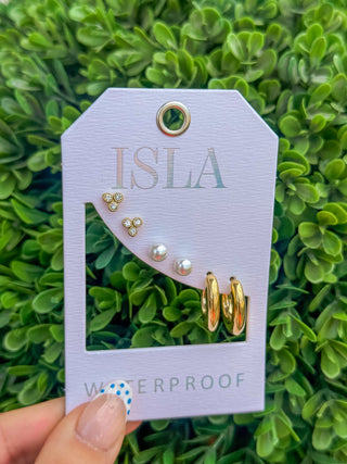 ISLA Hoop Pearl Trio Earring Set