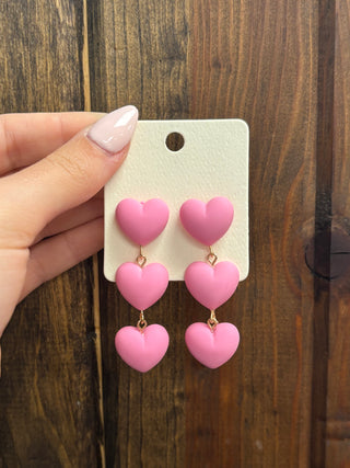 3 Heart Drop Clay Earrings