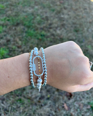 Carabiner & Pearl Ball Bracelet