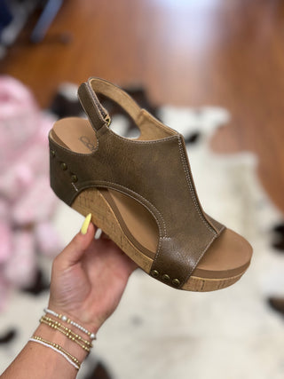 Corkys Carley Wedges Chestnut