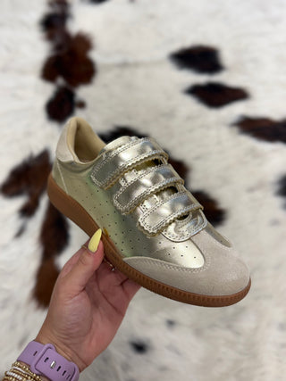 Steve Madden Momentum Gold Velcro Low-Top Sneaker