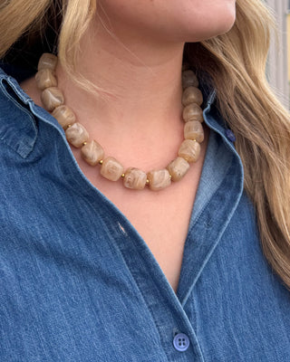 Harper Chunky Beaded Necklace - Latte