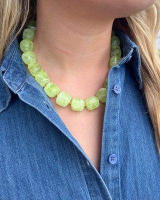 Harper Chunky Beaded Necklace - Lime Pop