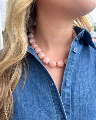 Harper Chunky Beaded Necklace - Blush