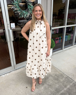 Mocha Dot Midi Dress