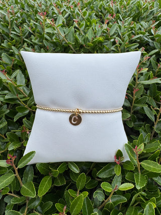 Enewton Classic Gold 2MM Gold Bead Bracelet - Respect Small Gold Disc Initial