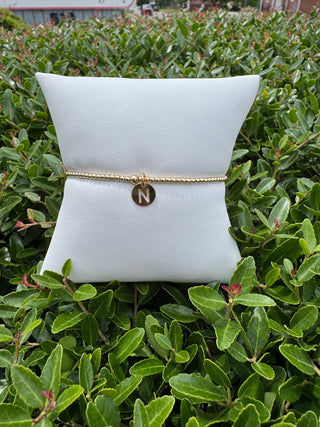 Enewton Classic Gold 2MM Gold Bead Bracelet - Respect Small Gold Disc Initial