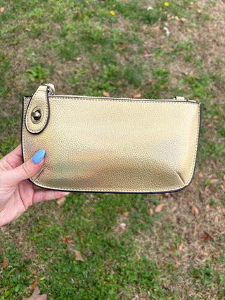Mini Clutch Crossbody Wristlet - Gold Holographic