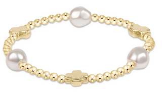 Enewton Signature Cross Admire Pearl Pattern 3mm Bead Bracelet - Gold