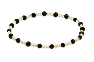 Enewton Gemstone Gold Sincerity Pattern 3mm Bead Bracelet - Faceted Onyx