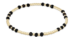 Enewton Gemstone Gold Joy Pattern 3mm Bead Bracelet - Faceted Onyx