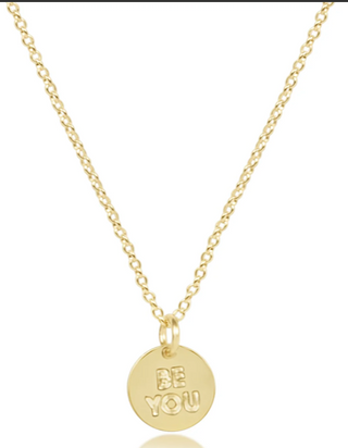 Enewton - 16" Necklace Gold - be you - Small Gold Word Disc