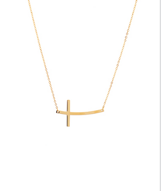 Sideways Curved Cross Necklace