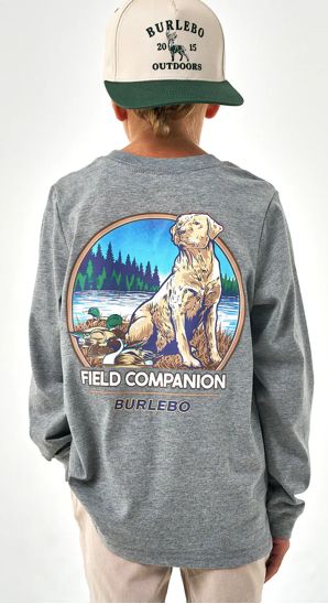 Burlebo Youth Long Sleeve Tee - Field Companion - Dark Heather Grey