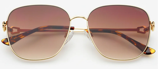 Lea Womens Designer Acetate Sunglasses By FRYERS Eyewear - Gold/Brown
