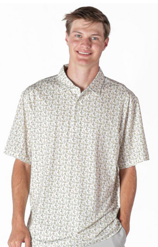 Simply Southern Mens Water Dude Polo - Beige