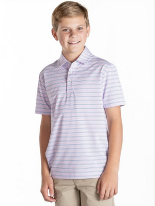 Simply Southern Youth Polo Shirt - Purple Stripe
