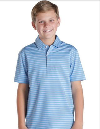 Simply Southern Youth Polo Shirt - Blue Stripe