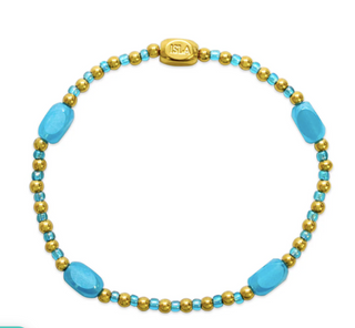 ISLA 24/7 Stretch Bracelet - Pop Of Color - Here, There & Everywhere - Gold - Aqua Azure