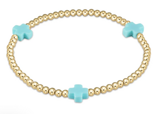 Enewton Signature Cross 3MM Gold Bracelet - Turquoise