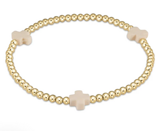 Enewton Signature Cross 3MM Gold Bracelet - Off White