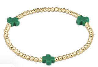 Enewton Signature Cross 3MM Gold Bracelet - Emerald