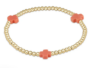 Enewton Signature Cross 3MM Gold Bracelet - Coral