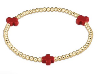 Enewton Signature Cross 3MM Gold Bracelet - Red