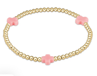 Enewton Signature Cross 3MM Gold Bracelet - Pink