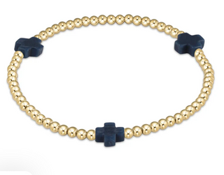 Enewton Signature Cross 3MM Gold Bracelet - Navy