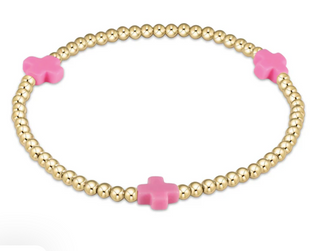 Enewton Signature Cross 3MM Gold Bracelet - Bright Pink