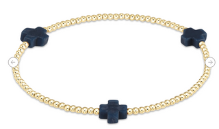 Enewton Signature Cross 2MM Gold Bracelet - Navy