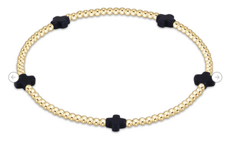 Enewton Signature Cross Small 2MM Gold Bracelet - Navy