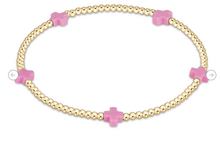 Enewton Signature Cross Small 2MMGold Bracelet - Bright Pink
