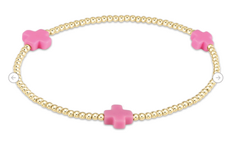 Enewton Signature Cross 2MM Gold Bracelet - Bright Pink