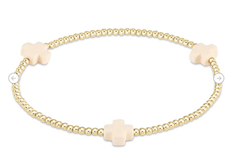 Enewton Signature Cross 2MM Gold Bracelet - Off White