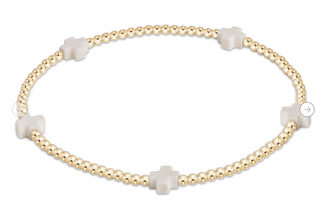 Enewton Signature Cross Small 2MM Gold Bracelet - Off White