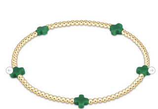 Enewton Signature Cross Small 2MM Gold Bracelet - Emerald