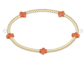 Enewton Signature Cross Small 2MM Gold Bracelet - Coral