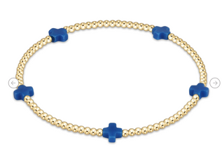 Enewton Signature Cross Small 2MM Gold Bracelet - Cobalt