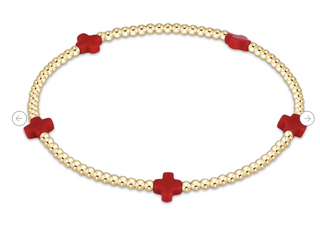 Enewton Signature Cross Small 2MM Gold Bracelet - Red