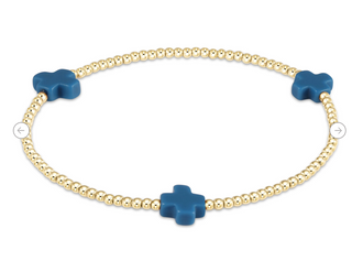 Enewton Signature Cross 2MM Gold Bracelet - Cobalt