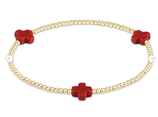Enewton Signature Cross 2MM Gold Bracelet - Red