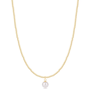 Enewton 15" Choker Beaded - Classic Gold 2MM - Classic Pearl 8MM Charm Necklace
