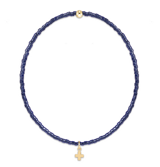Enewton Hope Classic Navy Bracelet - Signature Cross Small Gold Charm