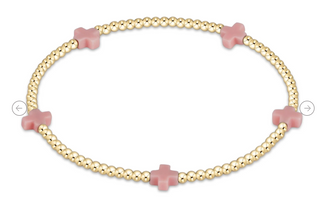 Enewton Signature Cross Small 2MM Gold Bracelet - Pink