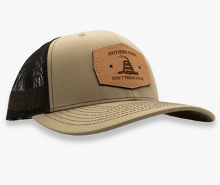 Southern Strut Don't Tread Leather Patch Hat - Khaki