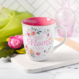 Mug Pink/White Floral Best Mom Ever Num. 6:24